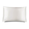 The Akoya Pearl Silk Pillowcase by us.drowsysleepco, renowned for its skincare and hair benefits, is displayed on a plain white background with soft shadows and the brand name printed in small text at the bottom left corner.