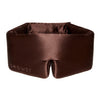 The Cocoa Glow by drowsysleepco is a brown, padded silk sleep mask embroidered with 