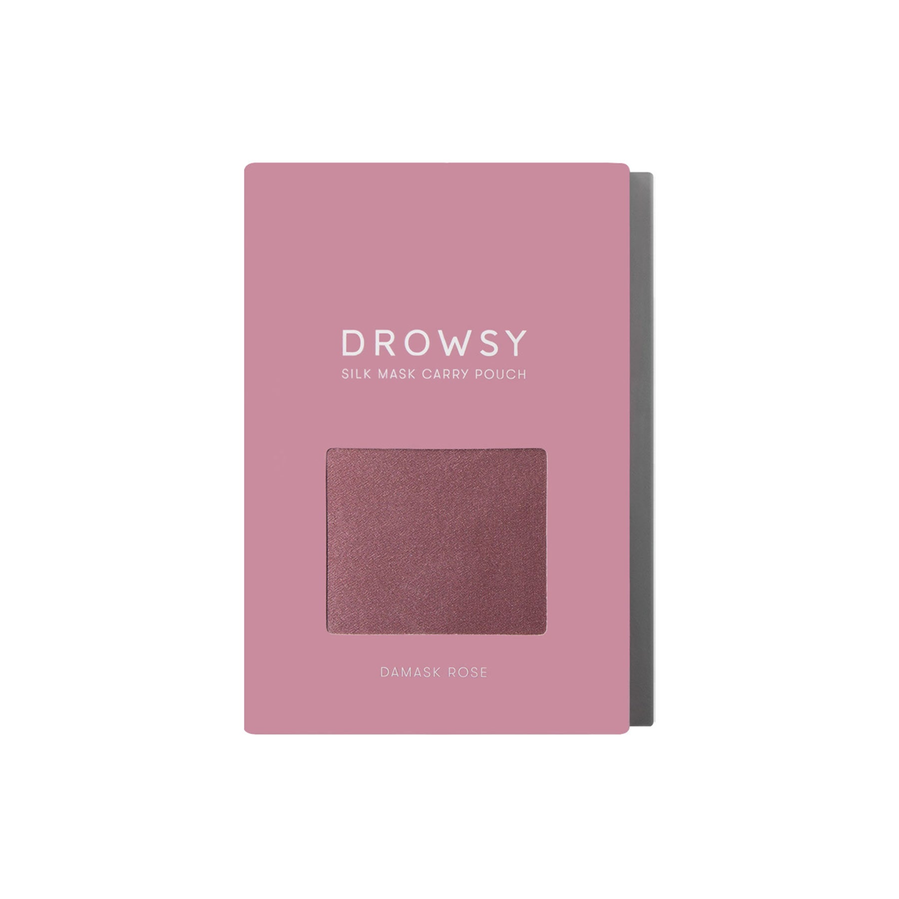 Drowsy Sleep Co. Silk Damask Rose Silk Carry Pouch White Box on white background