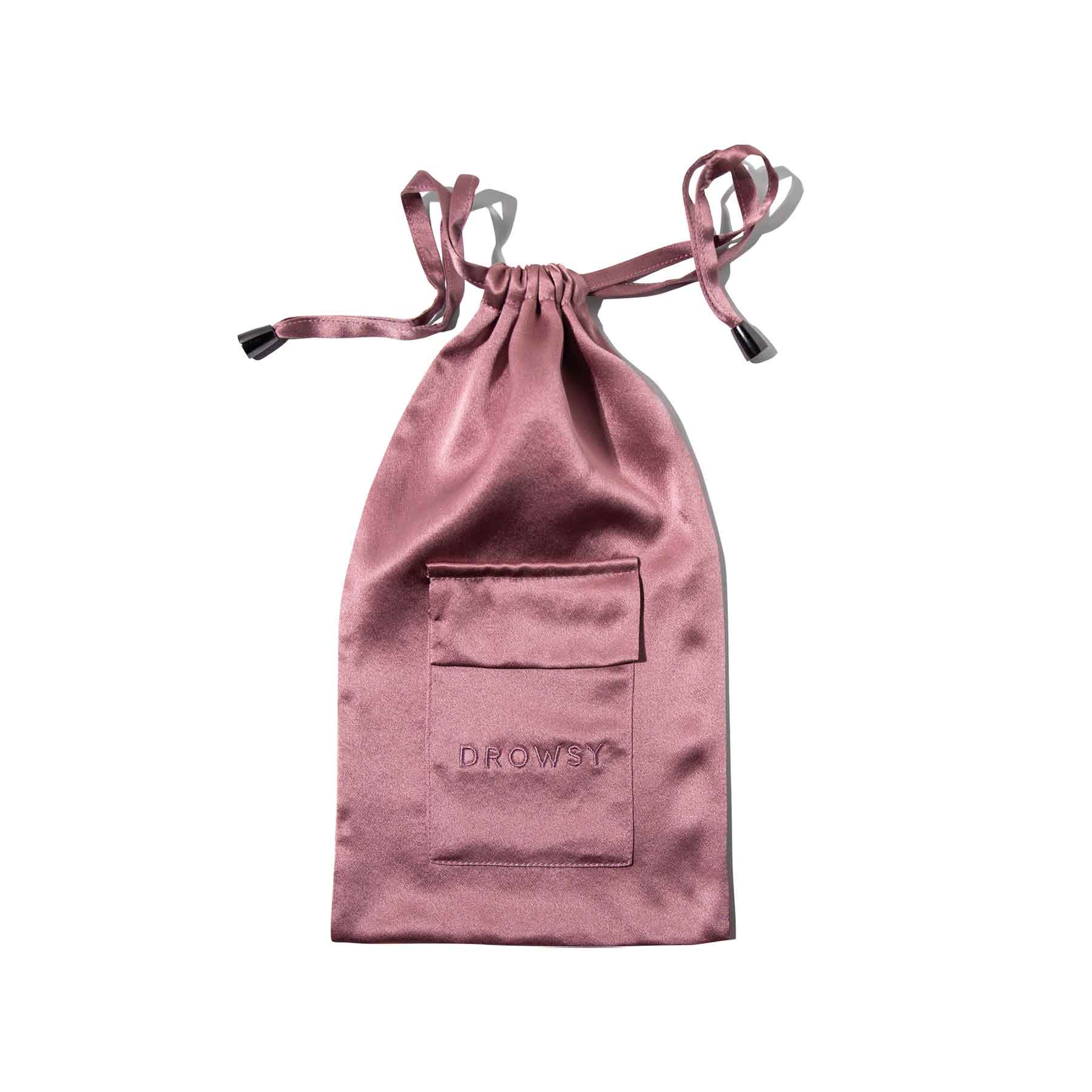 Drowsy silk co damask rose silk carry pouch for silk eye mask protection