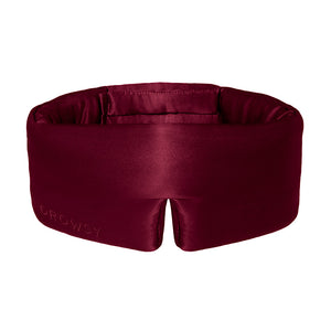 La Vie En Rouge by drowsysleepco is a dark red silk eye mask with “DROWSY” embossed on the front. Its contoured shape and center notch ensure total blackout and comfortable, uninterrupted beauty sleep.