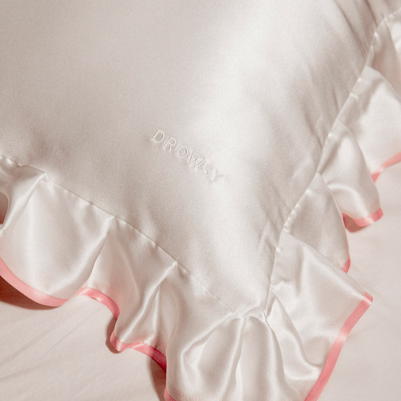 The drowsysleepco Sleep and the City - Pearl & Pink Pillowcase, featuring 