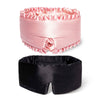 Experience luxurious comfort with the drowsysleepco 2-Pack Sleep Masks | Sleep and the City Powder Pink + Black Jade—choose between a ruffled pink or sleek black design for your perfect night's rest.